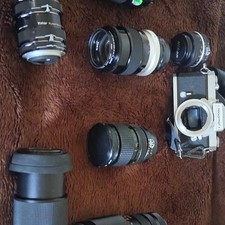 Nikkormat Vintage SLR Film Camera Black Silver with Assorted Lenses