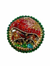 Handmade Rhinestone Mushroom Belt Buckle Round Mushrooms Buckle Boho Buckle