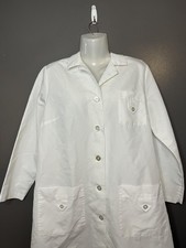Angelica Lab Coat Mens 34 Large White Long Sleeve 3 Pocket Medical Jacket Unisex