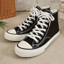 KRUSH BLACK / WHITE TRENDY HI TOP BASEBALL TRAINERS ANKLE BOOTS UK 7/41 UK 8/42