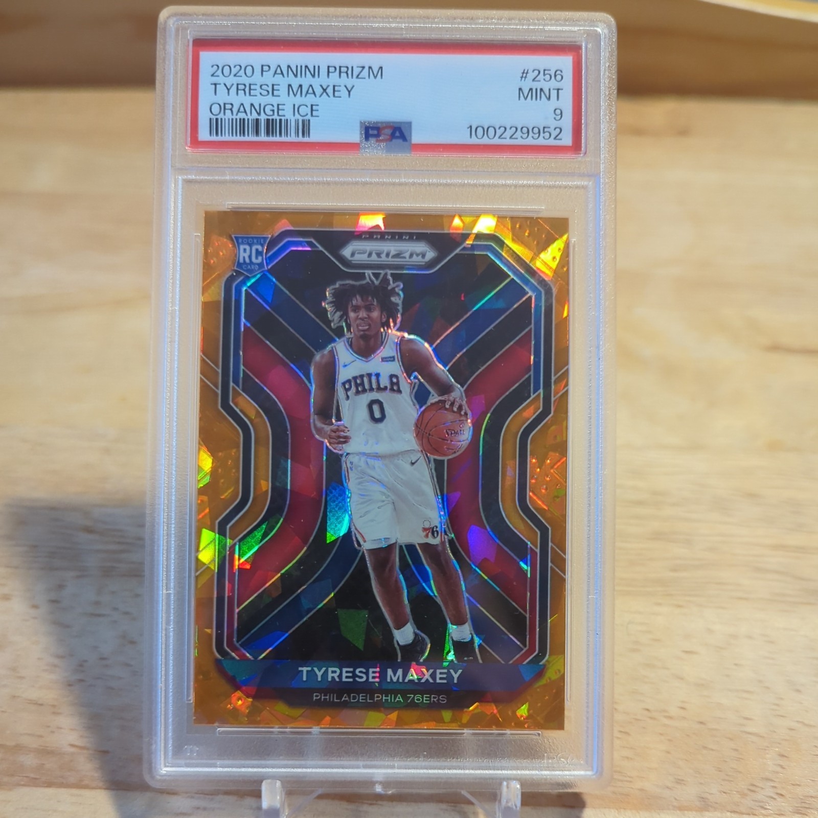 2020-21 Panini Prizm Tyrese Maxey Orange Ice Rookie PSA 9 #256 Basketball Card