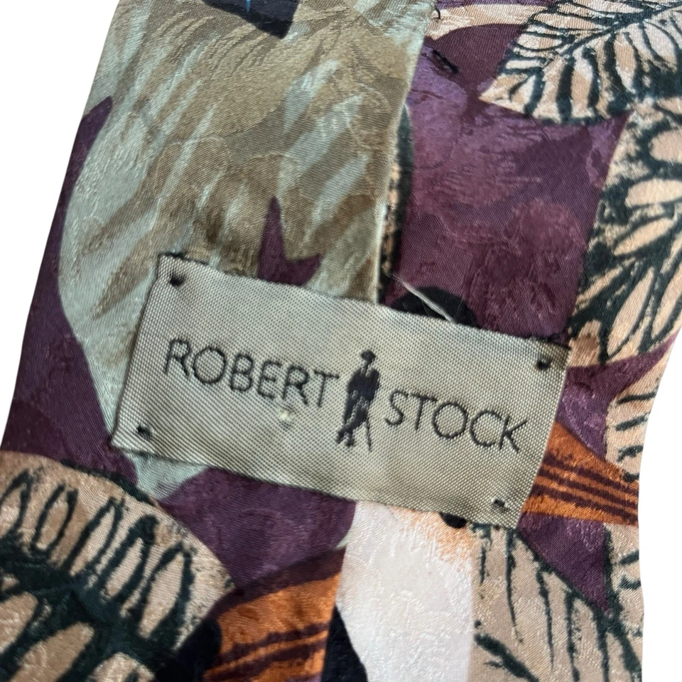 男式 Robert Stock 100% 真丝热带 Toucan 领带办公室趣味鸟爱好者 — 第 3/4 张图片