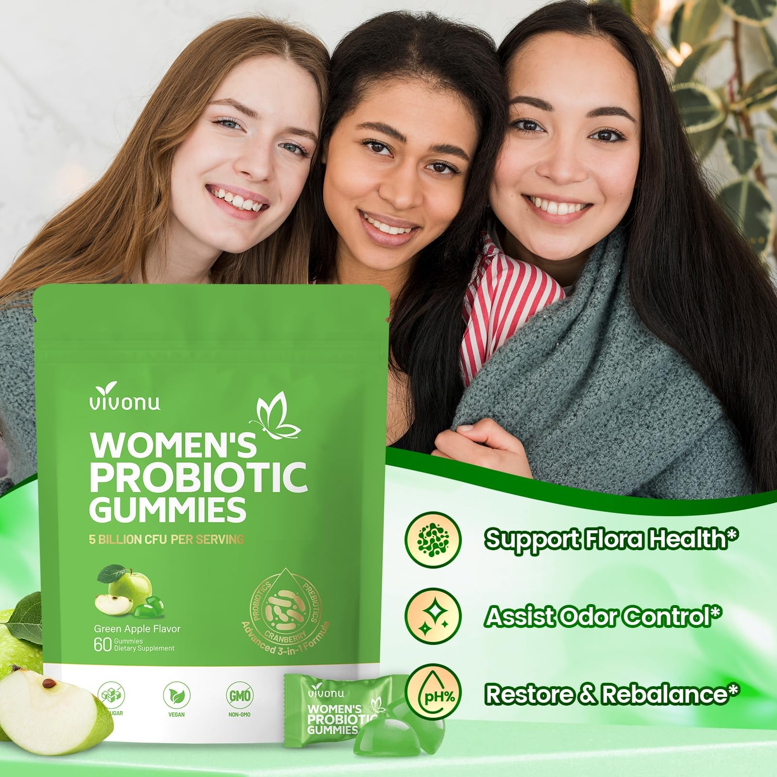 VivoNu Viginal Probiotic for Women Women Probiotic Gummies Feminine Balance G...