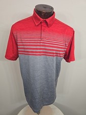 Under Armour Mens Large Red Gray Short Sleeve Golf Polo Shirt
