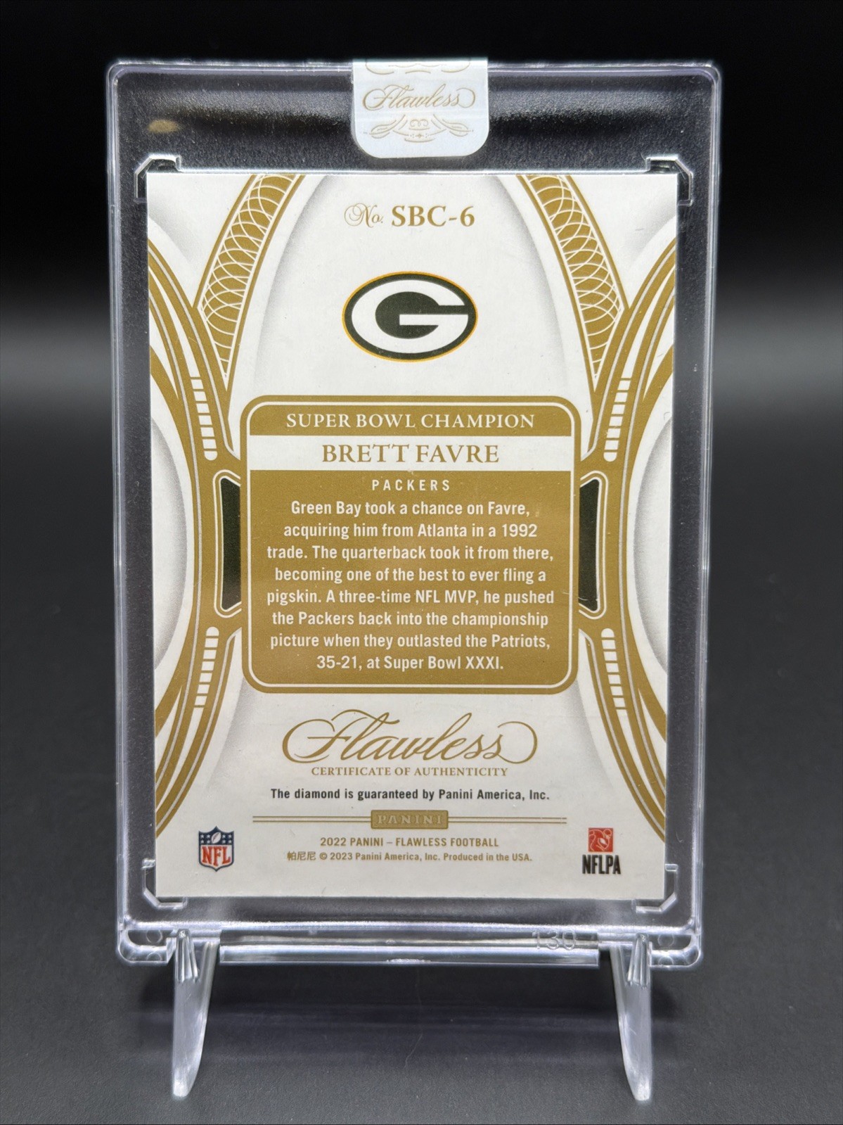 2022 Flawless Champions Black Diamond Brett Favre 1/1 Green Bay Packers view 2