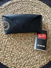 Authentic NEW Ray-Ban Sunglasses Leather Case with snap top- Black