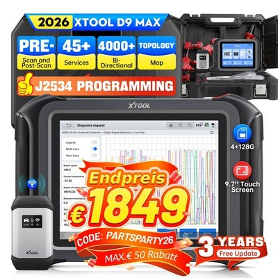 XTOOL D9 MAX J2534 ECU-Programmiergerät, bidirektionaler OBD2 Diagnosegerät IMMO
