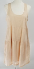 J CREW Size S Small Tiered Sundress Dress Inset Arms Light Peach Pockets