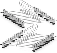 GUANJUNE Pants & Skirt Hangers with Adjustable Non-Slip Clips Space Saving 20 Pk