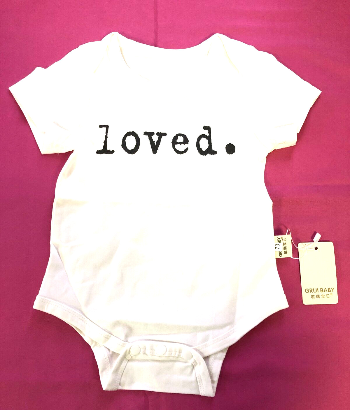 Baby Vest 3-6 Months White with Loved Printed on Front Cotton Rich New with Tags