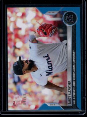 2022 Topps Now #435 Sandy Alcantara Blue Parallel Card #d 9/49