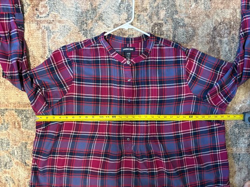 Top tunica Lands' End donna più viola a quadri flanella pintuck 26W/3X - Foto 8 di 11