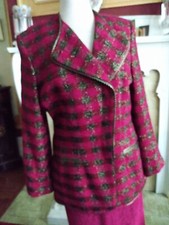 One Of A Kind Burgundy Gold Plaid Handwoven Fabric Suit  Sz 8 My Design Studio