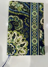 Vera Bradley Blue Green Quilted Fabric Book Bible Cover With Ribbon Bookmark