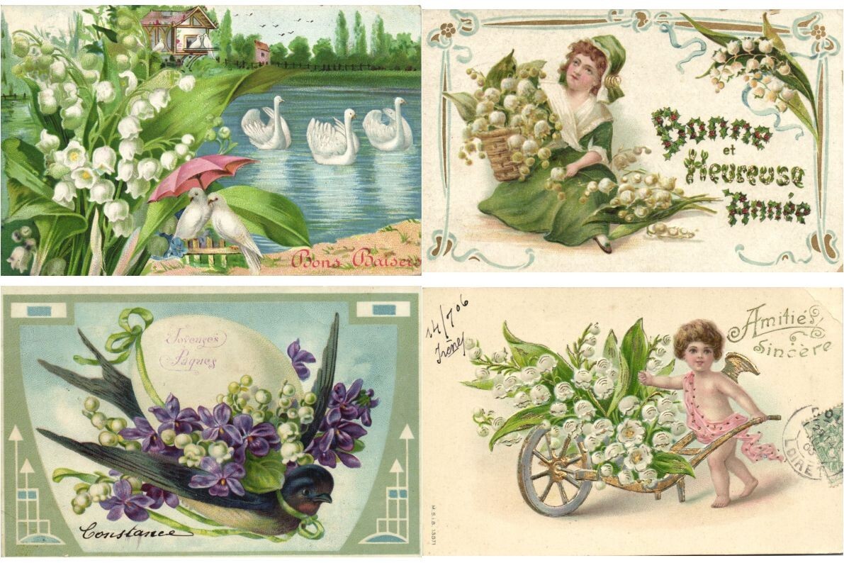 LILY FLOWERS MAY 1 GREETINGS INCL. EMBOSSED, 140 Vintage Postcards