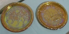 Indiana Glass Co 1776-1976 Commemorative Plates Set Of 2 Amber Carnival Glass