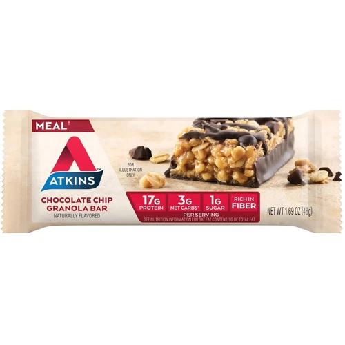 3 Boxes Atkins Chocolate Chip Granola Protein Meal Replacement Bar,Keto Friendly - Picture 3 of 7