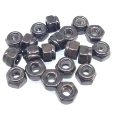 100x M2.5 x 0.45mm Self-Locking Nylon Insert Hex Nuts Black Carbon Steel