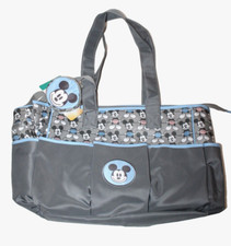 Disney Baby Mickey Mouse Blue Gray Diaper Tote Bag 4-Pc Gift Set