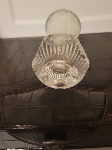 Vintage Small Fostoria Melissa Ribbed Bud Vase Concave Thumb Print Lead Crystal? - Picture 5 of 6