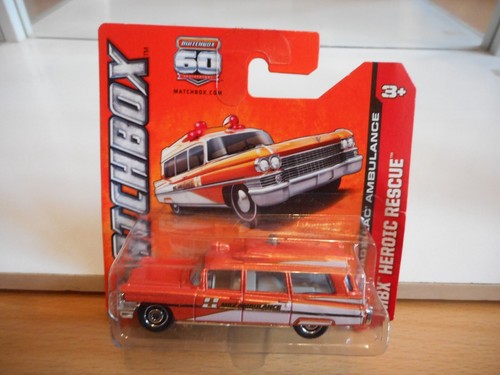 Matchbox Cadillac Ambulance in orange auf Blister