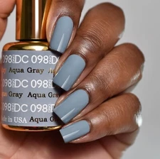 DND DC Soak Off Gel Polish + Matching Nail Lacquer - #098 Aqua Gray