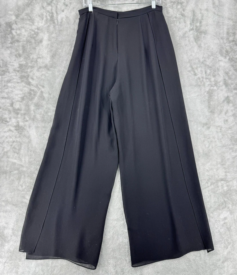 Pantalones JS Collections para mujer 12 piernas anchas abertura lateral evento noche semi transparentes negros Foto 2 de 4