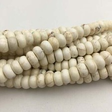 2.0mm Hole White Turquoise Smooth Rondelle Beads 5x8mm 6x10mm 8" Strand