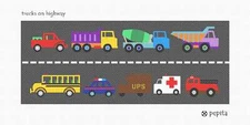 Trucks On Highway Needlepoint Kit or Canvas