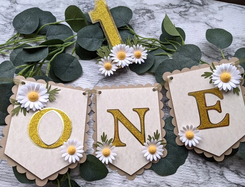 Daisy Banner, Daisy Garland, Daisy Highchair First Banner, First Birthday Banner - Image 4 of 4