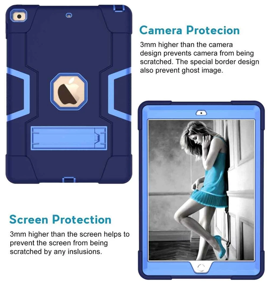 For iPad 7th 6th 5th Gen/Mini/Air 2/Pro Shockproof Rugged Armor Hard Case Cover - Image 2 of 4