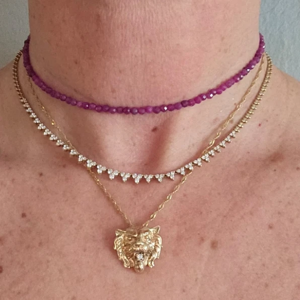 Gargantilla con cuentas de piedras preciosas 2 mm cuentas de cristal rubí curación Reiki mujer collar regalo Foto 2 de 4