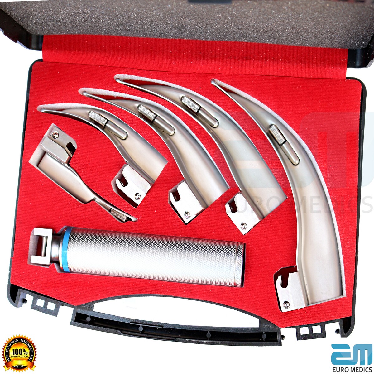 Set Laringoscopio F.O. 2,5 V Adulto Con 4 Lame Mc Intosh 1 2 3 4 - Foto 3