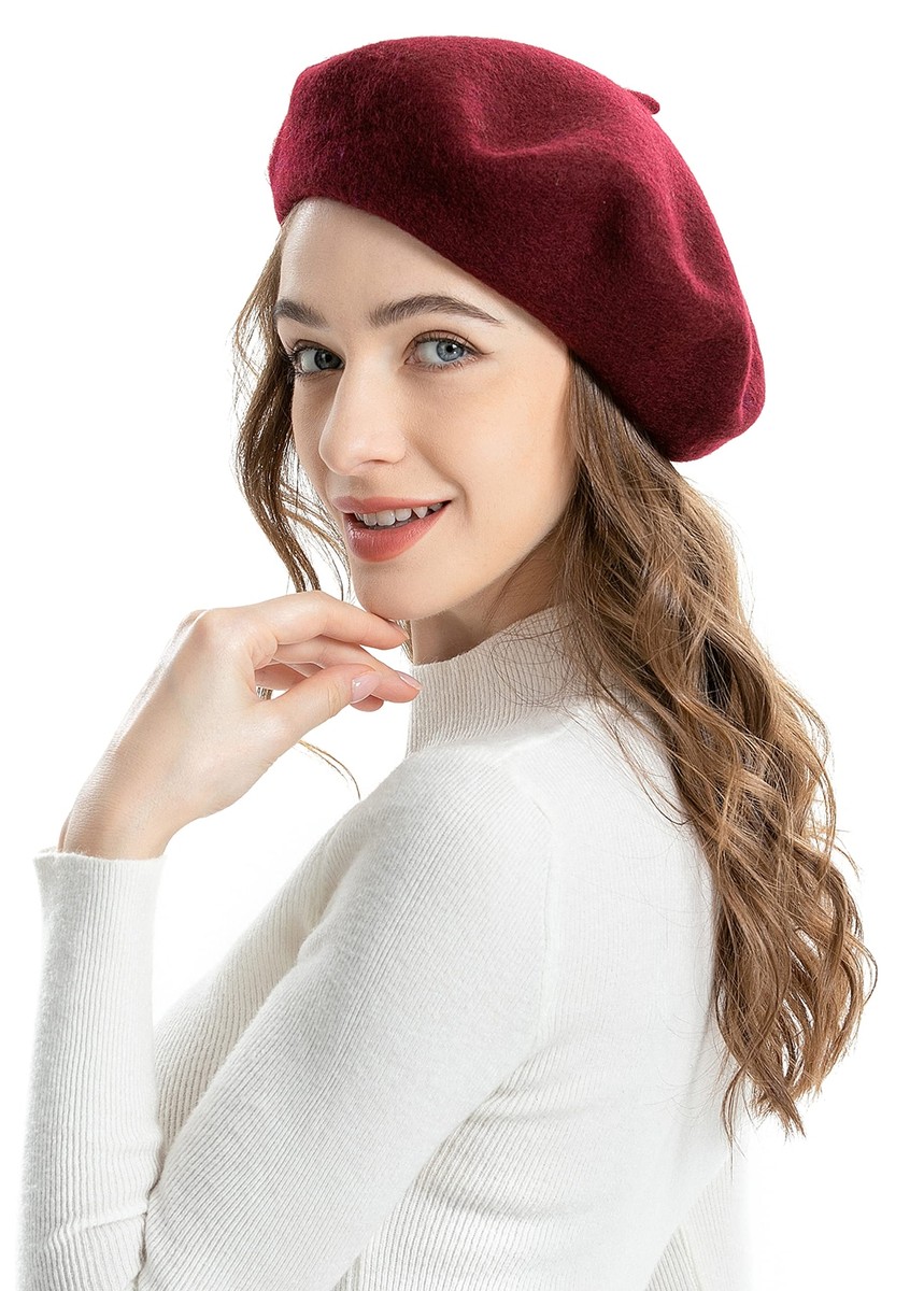 Wool Beret Hat Classic Solid Color French Beret for Women  display picture 1