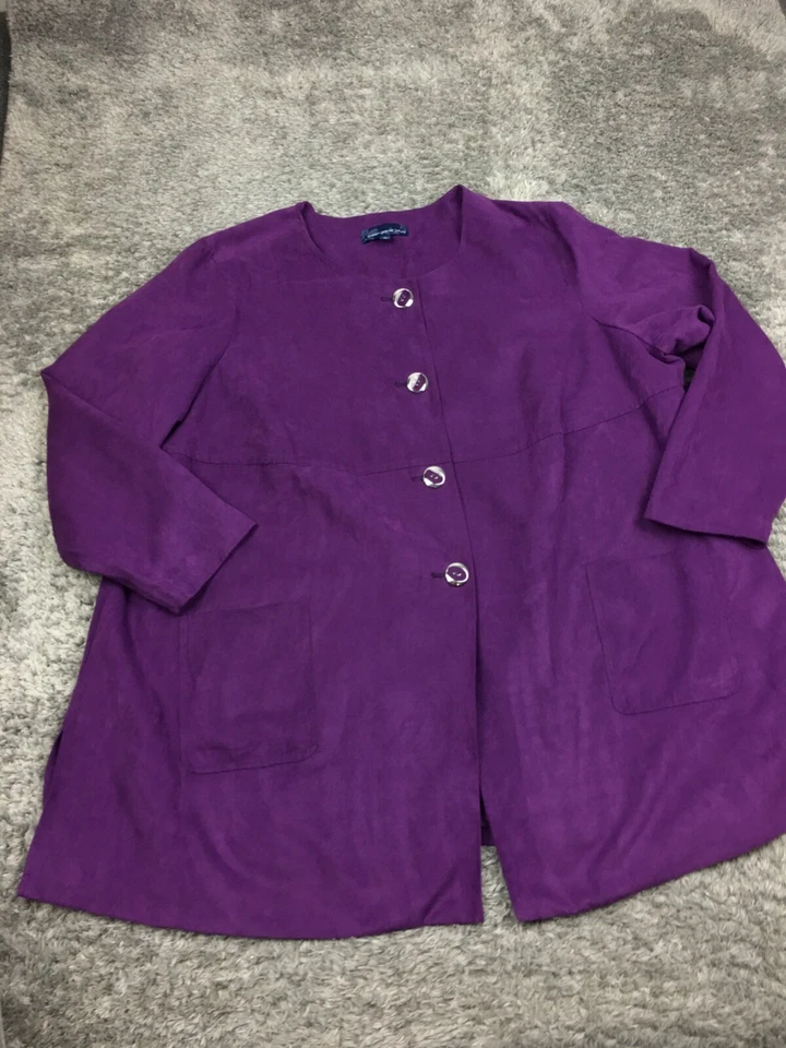 Chaqueta SUSAN GRAVER Mujer Talla 3X Estilo Plus Abotonada Púrpura Foto 3 de 4