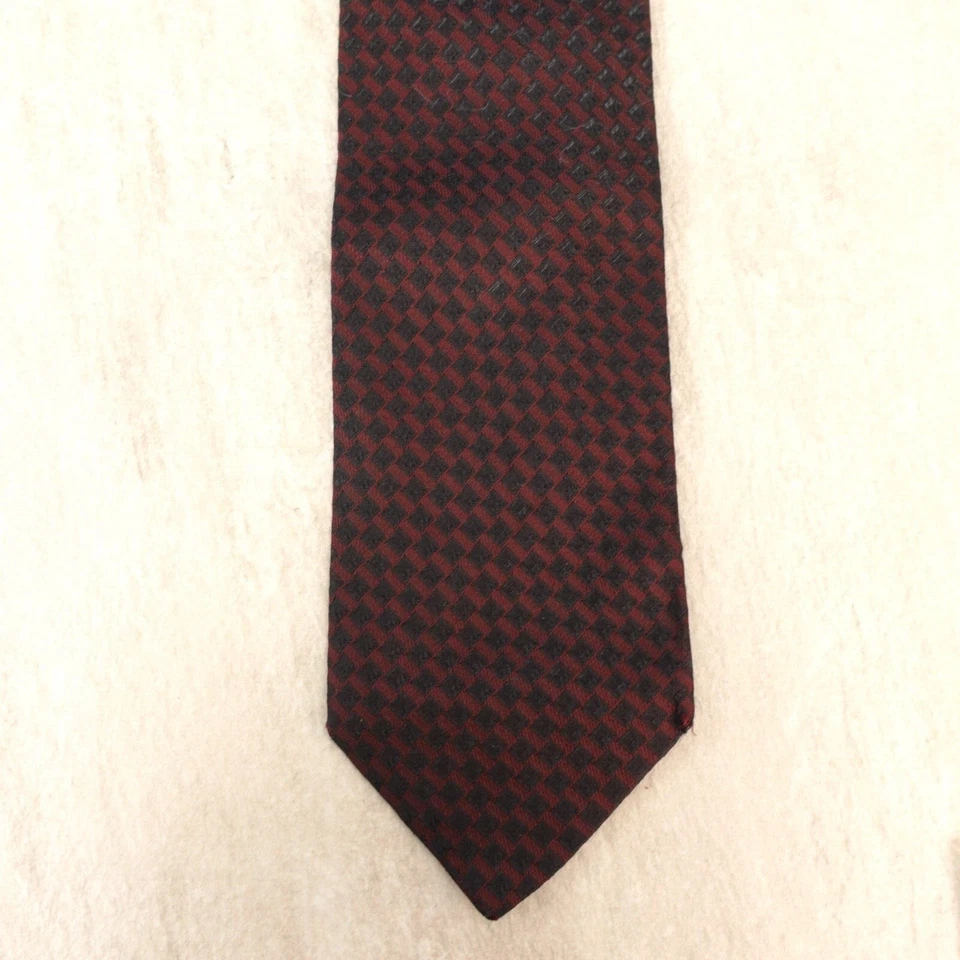 Dolce Gabbana Neck Tie Mens Black Red Geometric Silk Luxury Modern Wide Italy - Image 2 of 4