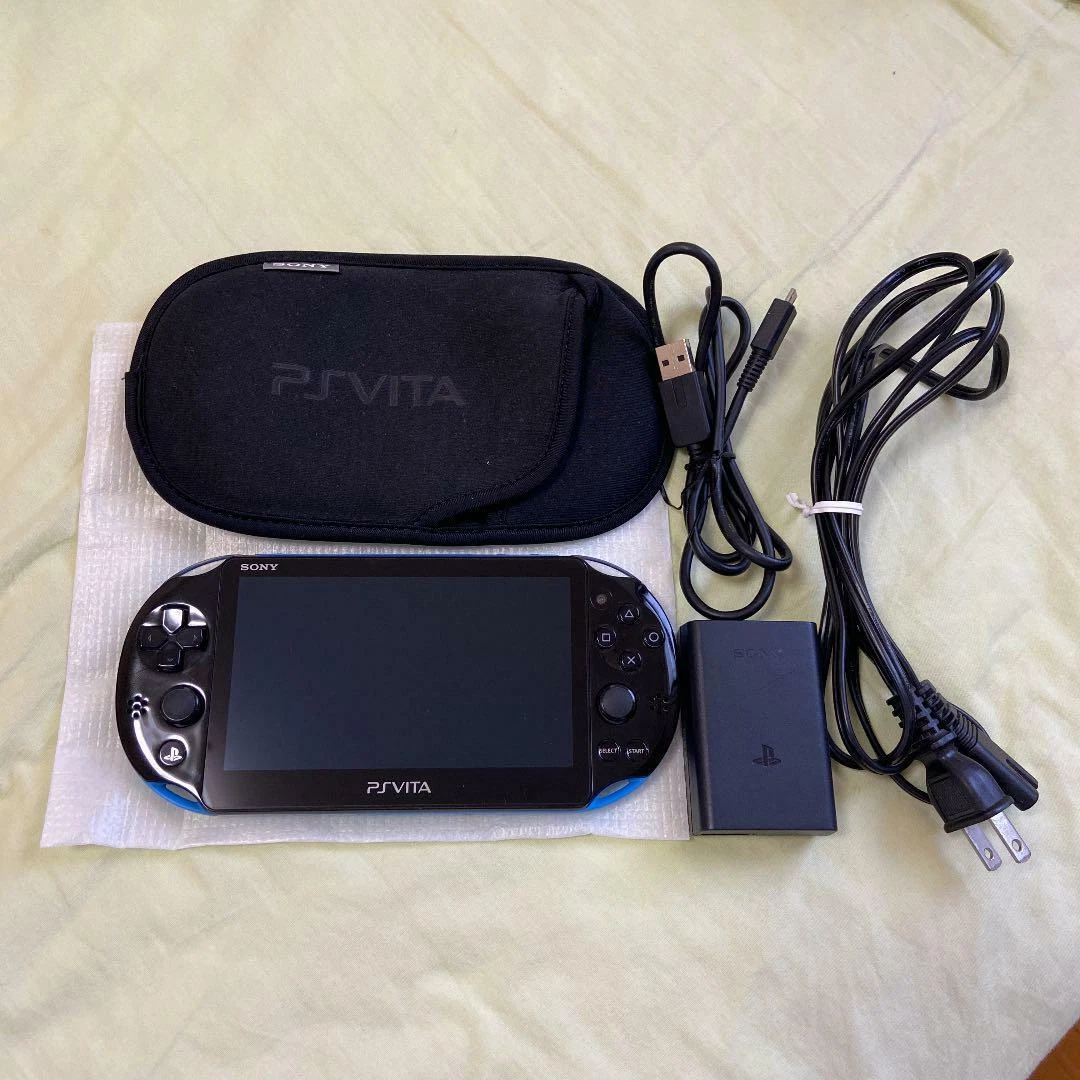 PlayStation Vita Wi-Fi Model PCH-2000 Black Blue slim with charger ,pouch