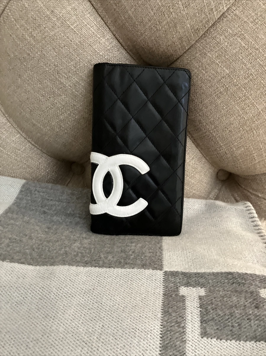 Chanel Quilted Cambon Small Flap Wallet Black Calfskin with Silver