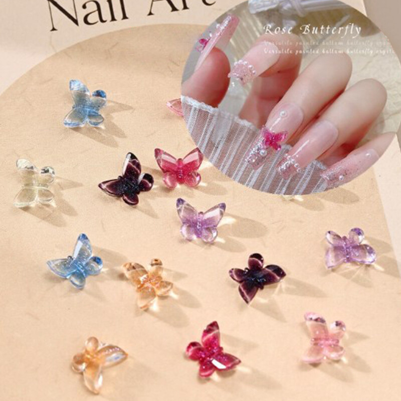 10PCS Ice Crystal Stereoscopic Butterfly Nail Painting Decoration