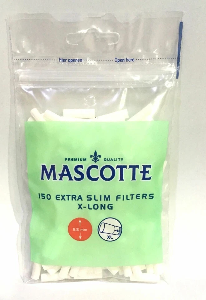 Mascotte XL Extra Long Cigarette Filter Tips 5.3mm Extra Slim 19mm 10 PACKETS