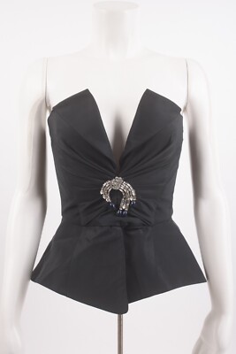 Zara Womens Bustier Top Peplum XS Black Strapless Bloggers Fave 7747/660 NWT