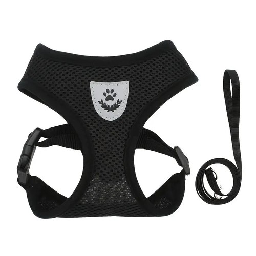 Reflective Plaid Dog/Cat Harness, Breathable Mesh Vest with Straps and leash - Picture 2 of 46
