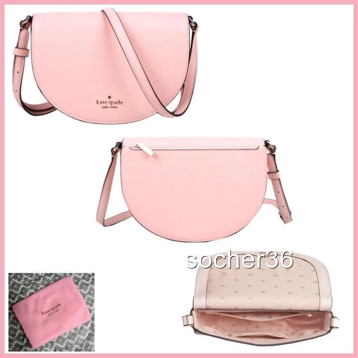 KATE SPADE LUNA CRESCENT PEBBLED LEATHER CROSSBODY PINK W/DUSTBAG K8146 NWT  $329