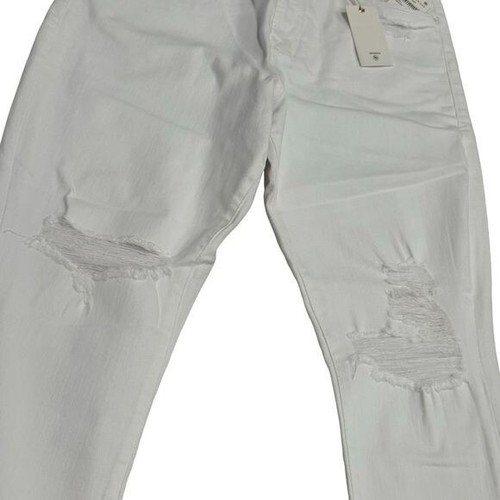 NEW Good American Good Waist Crop White Distressed Jeans Size 15 - Picture 5 of 10