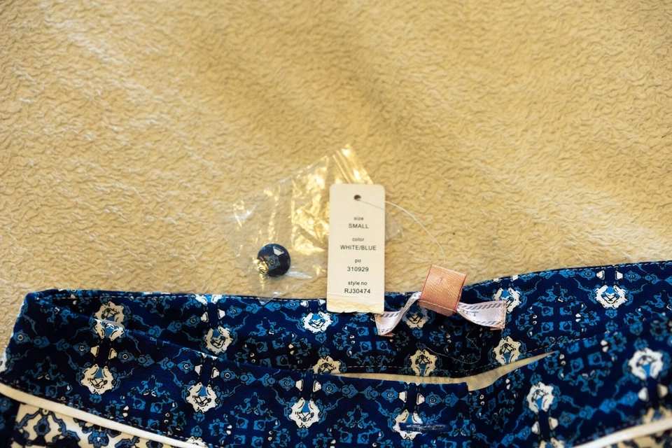 Nuevo con etiquetas Pantalón para mujer Romeo & Juliet Couture algodón azul blanco S Foto 4 de 4