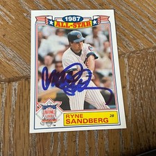 AUTOGRAPHED  1987 Topps All Star RYNE SANDBERG. HOF.         #E-1