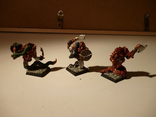 Chaos Snakemen x3 Metal Painted - 1985 - Warhammer Miniature - Picture 2 of 3