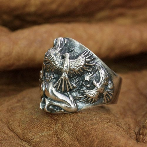 925 Sterlingsilber Sexy Mädchen Totenkopf Ring Herren Biker Rock Ring TA258A US-Größe 12 - Bild 3 von 12