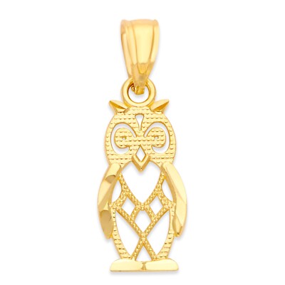 Solid Gold Owl Pendant in 10 or 14k, Graduation Pendant For Women