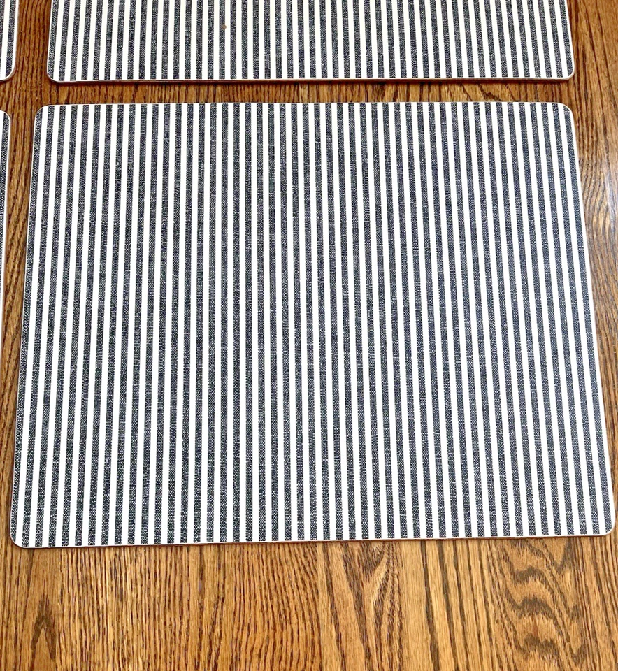 Pottery Barn Wheaton Stripe Corkmat Placemat Set 4 Sailor Blue 16 x 13 NWT - Image 2 of 4